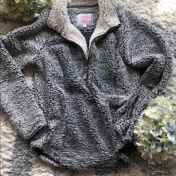 cozy sherpa Sweaters - Grey Sherpa Pullover